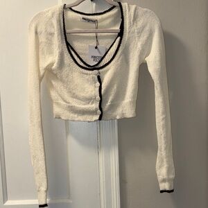 Princess Polly Cream and Black Crop Top